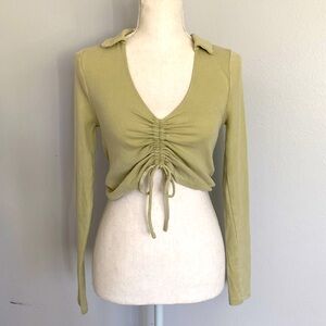 PacSun Long Sleeve Low-cut Collared Top, Size S